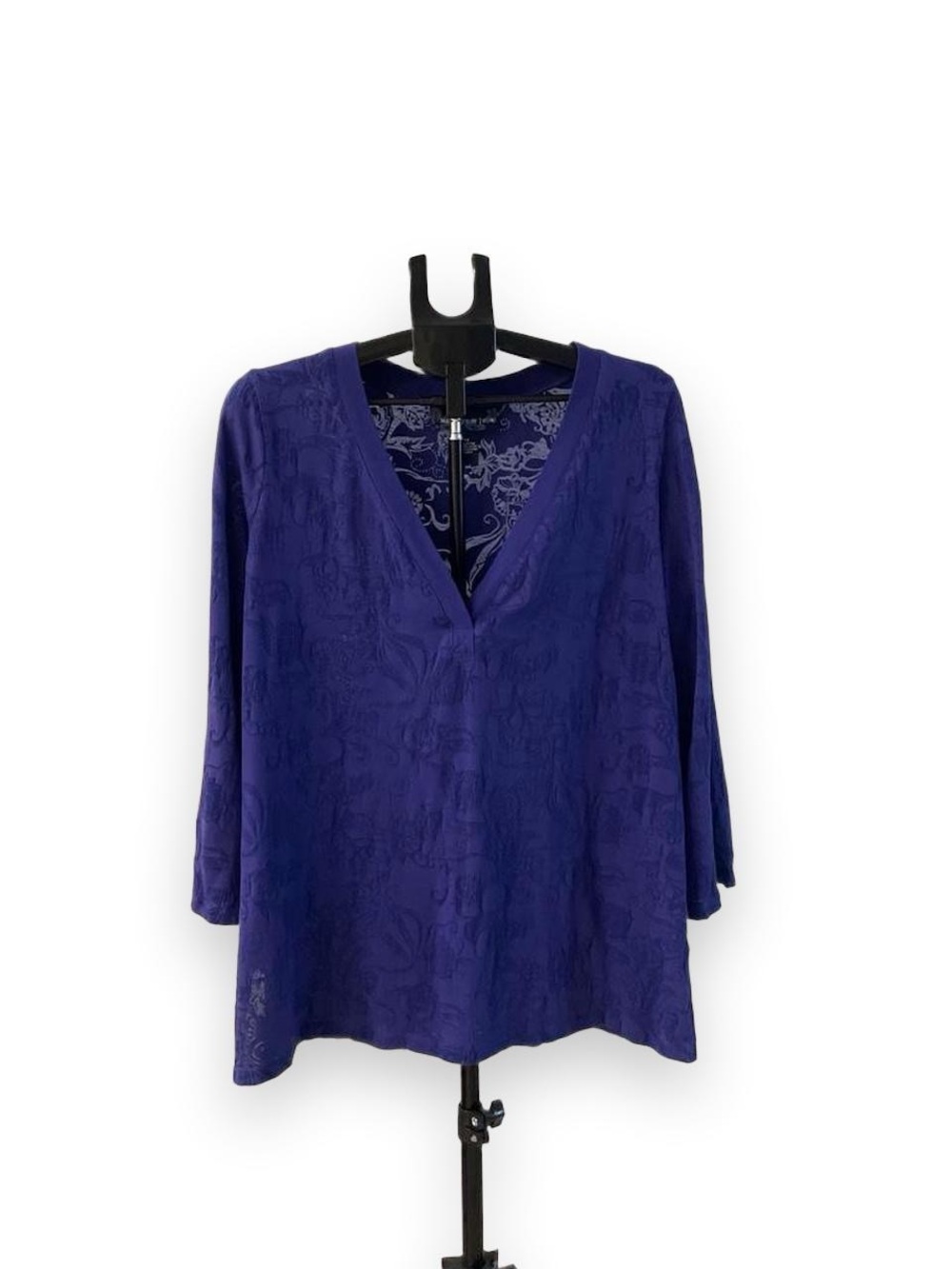 Susan Graver Deep Purple V-Neck Textured Tunic